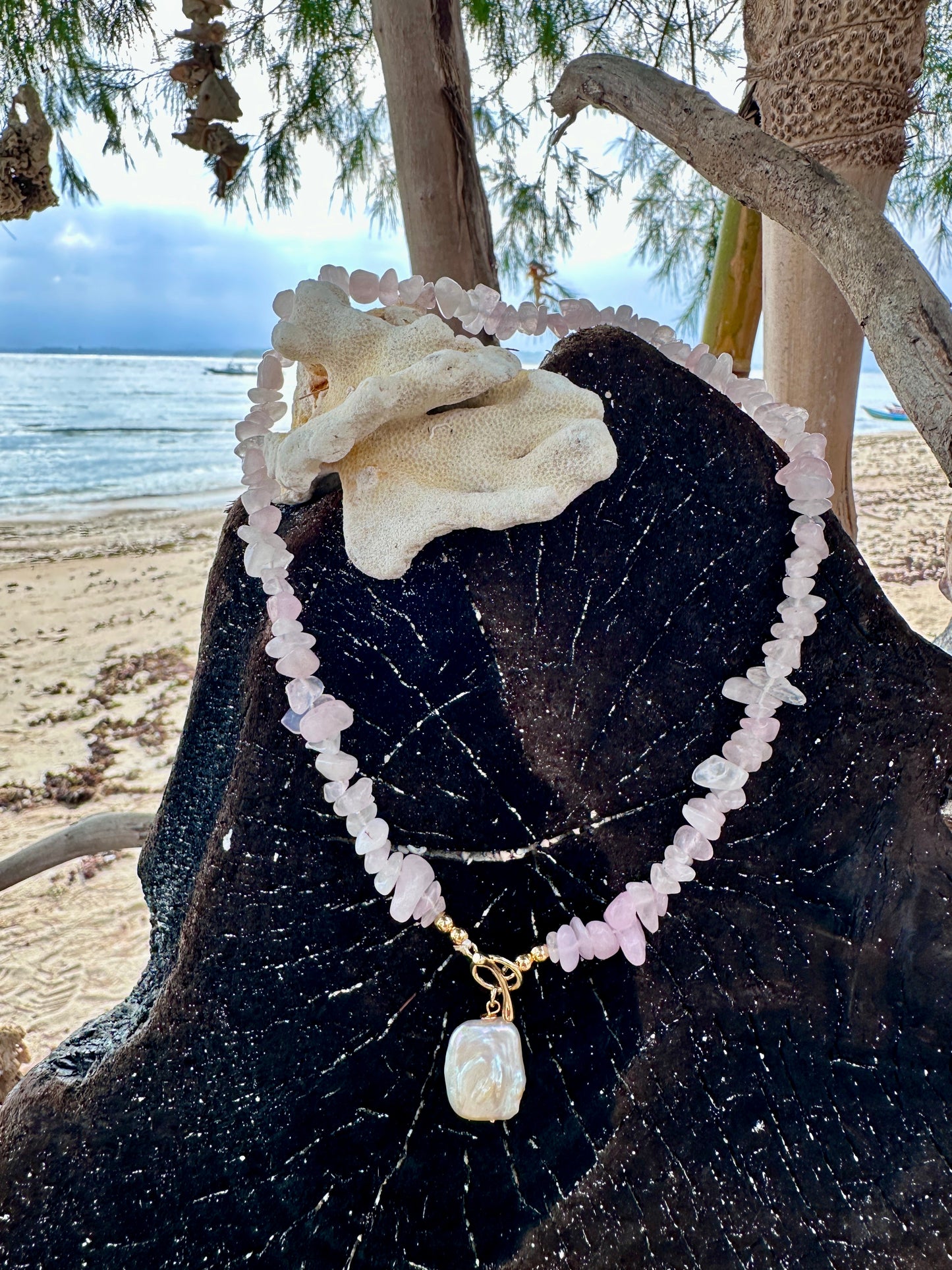 Soft Heart Rose Quartz Necklace