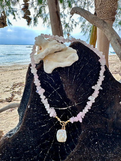 Soft Heart Rose Quartz Necklace