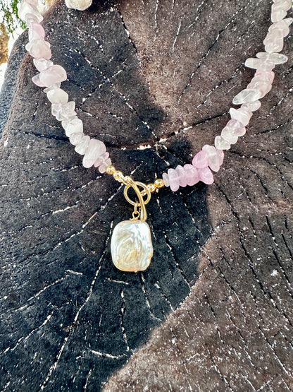 Soft Heart Rose Quartz Necklace