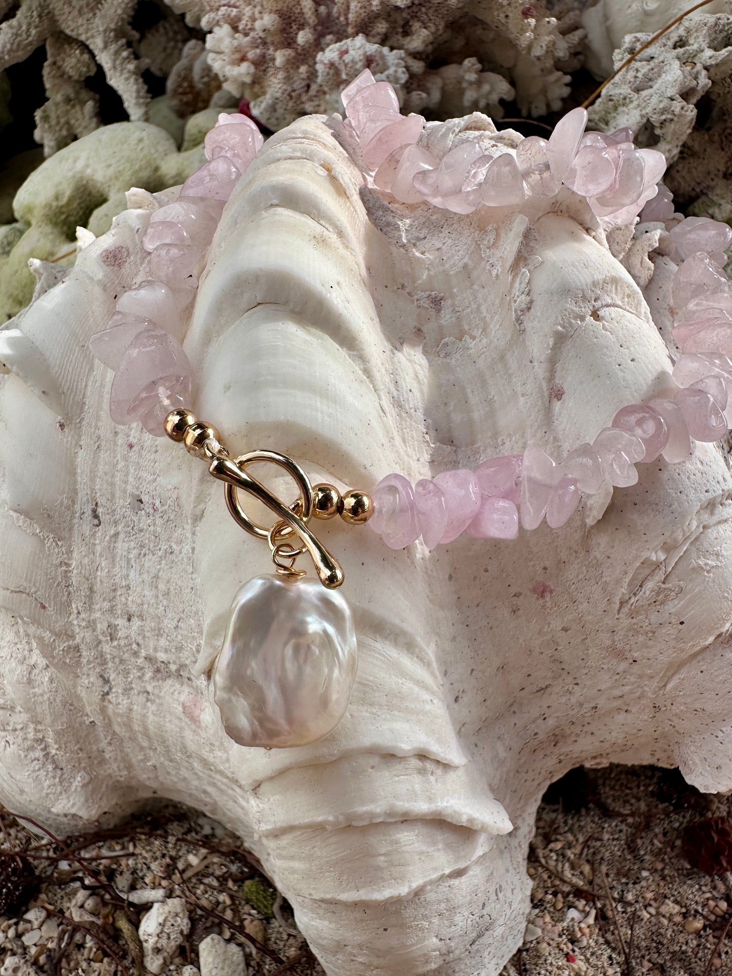 Soft Heart Rose Quartz Necklace