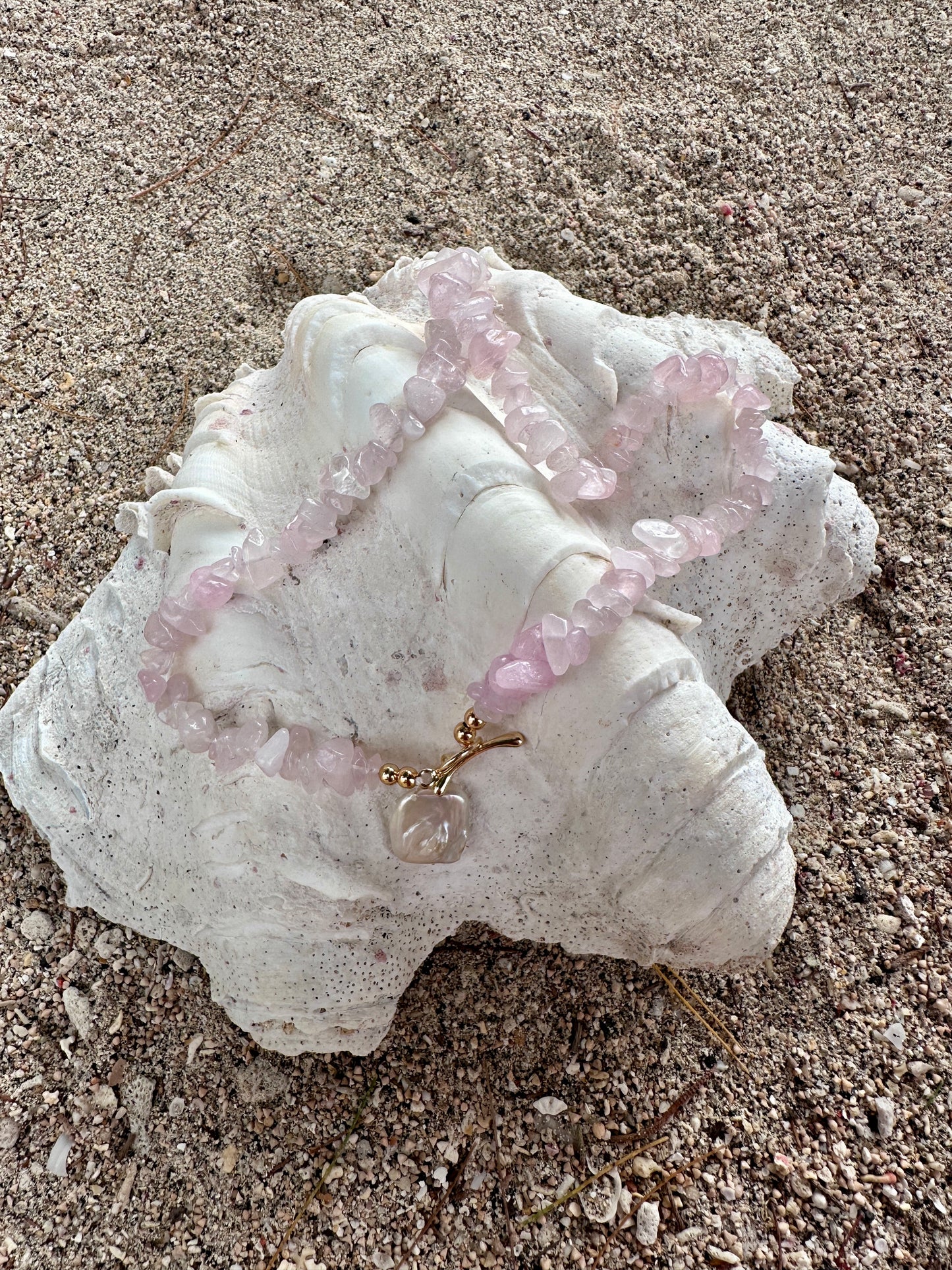 Soft Heart Rose Quartz Necklace