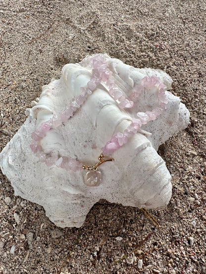 Soft Heart Rose Quartz Necklace